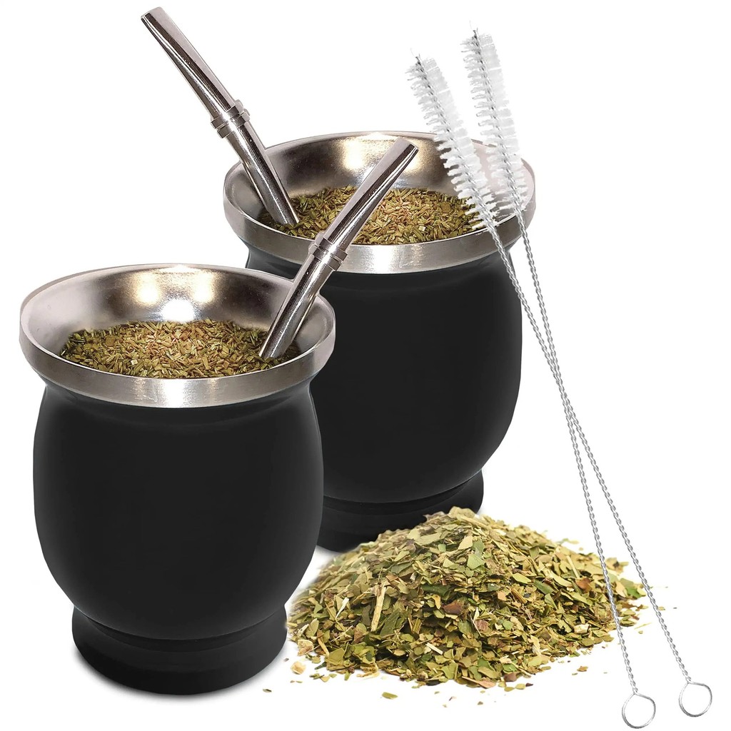 Yerba Mate Gourd Cup 304 Stainless Steel 8oz Mate Cup Double Wall 8oz Argentine Yerba Mate Gourd