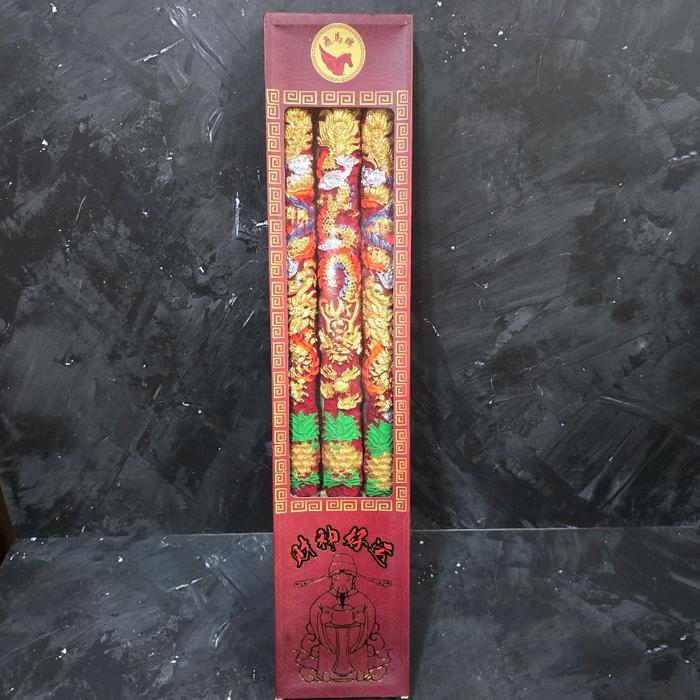 Premium Hio Naga 3 Batang 50 Cm Dewa Cai Shen Ye Dewa Rejeki Bahan Dupa Kayu Cendana Alami