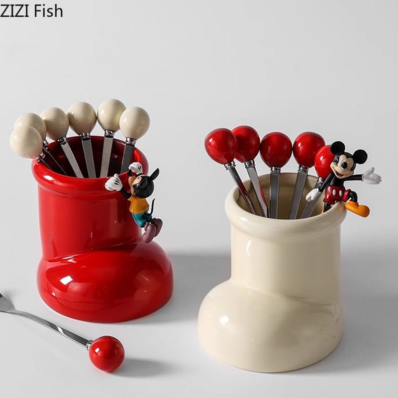 Boot Shape Ceramic Storage Jar Pen Container Desktop Candy Jar Small Objects Jewelry Organizer Box B