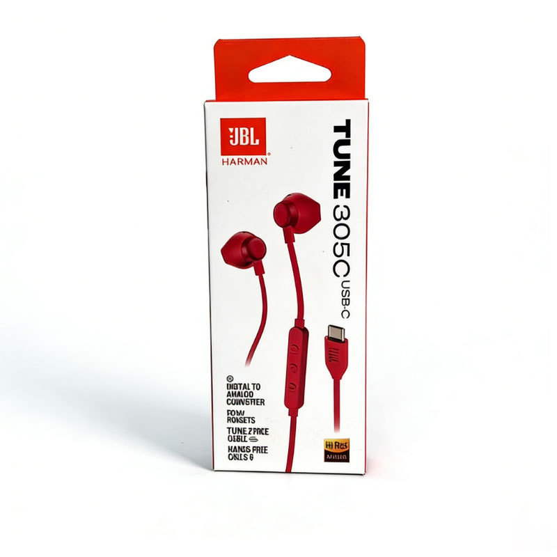 100% Original JBL TUNE 305C USB-C Wired In-Ear Headphones Hi-Res Pure Bass Earbuds Built-in Mic
