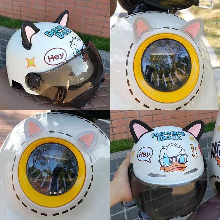 "New" Hiasan Helm Telinga Kucing Aksesoris Wanita Mobil Listrik Sepeda Motor Hiasan Helm Sepeda