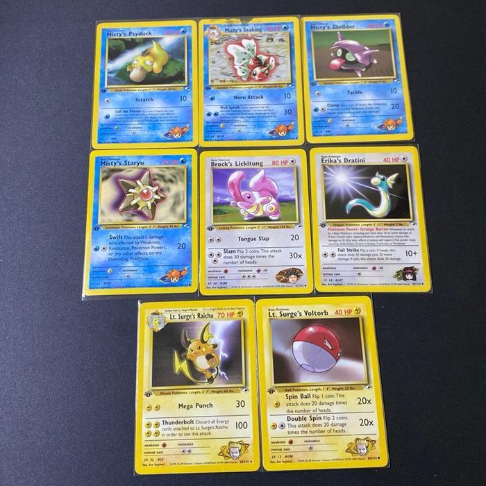 Kartu Pokemon TCG EN WOTC Gym Heroes 1st Ed Mistys Psyduck - Mistys Seaking - Mistys Shellder -
