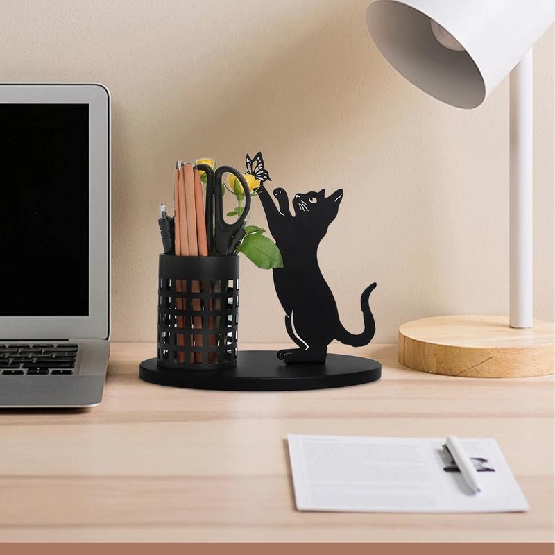 Funny Cat Pen Holder Figurines Hold Everything Cute Black Cat Makeup Brush holder Charming Kitty Cat