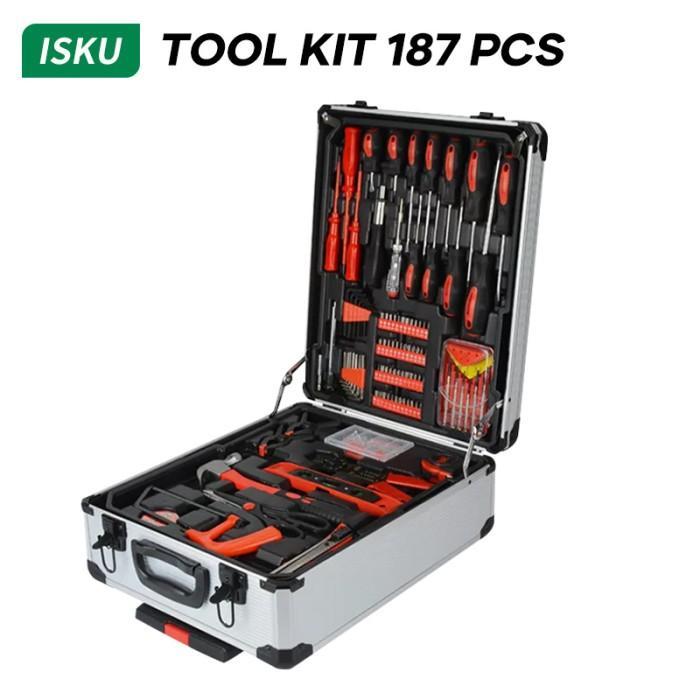 isku toolkit set 187/kunci shock set /kunci bengkel motor komplit - 187pcs