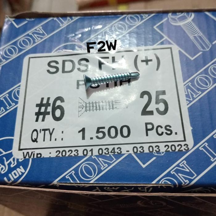 #6X25 Sekrup Sds Fh (+) Putih 6X25 Moon Lion Skrup Roofing Putih Sds #6X25 6X1"