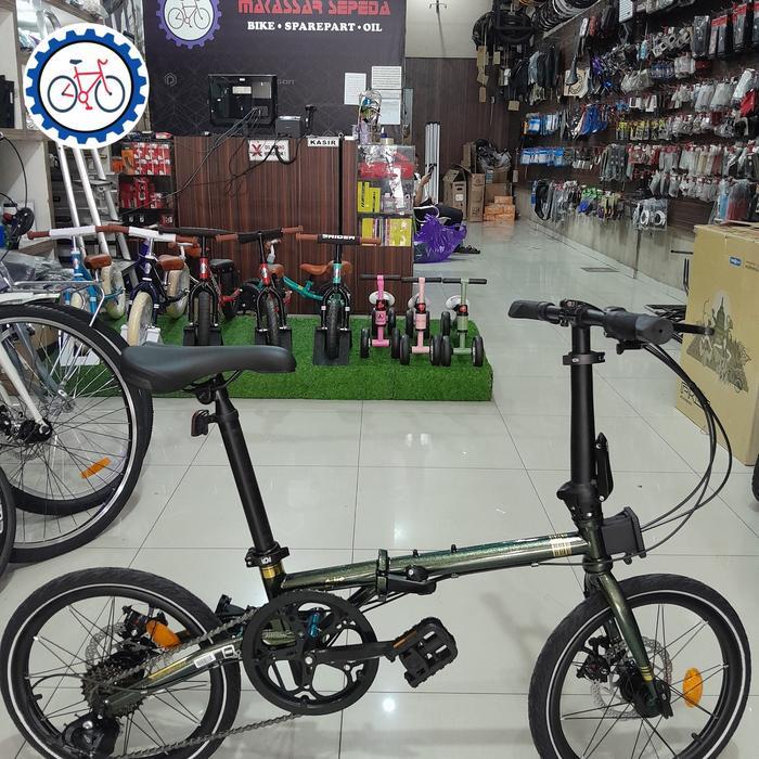 SEPEDA LIPAT ELEMENT TROY 16INCH 8SPEED EDISI STRIPLINE CHAMELEON BLACK DAN GREEN