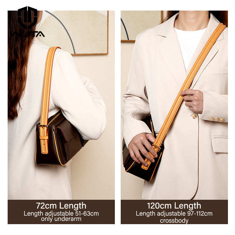 CRAZYSMITH Vachetta Leather Bag Strap Replacement for LV VIVA CITE PM MM Top Layer Cowhide Underarm