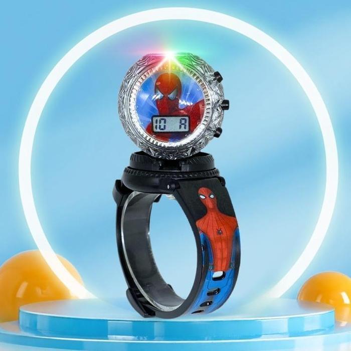 DISKON Jam Tangan Anak Digital Karakter Spiderman Ironman Spiderman Lampu Nyala, Putar Gasing & Main