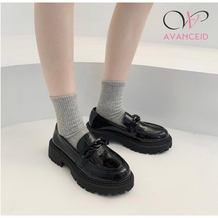 Laviola - 1916 Loafers Sepatu Sneakers Wanita Kerja Docmart Hitam Karet Shoes
