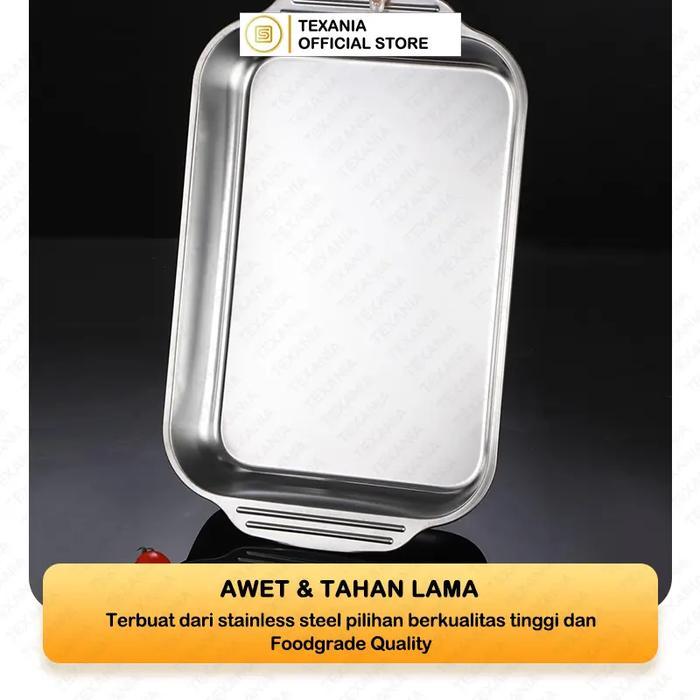 [Ischaindyofc] Texania Baki Prasmanan Stainless Steel Size 41Cm Multifungsi Dengan Free Sendok Sayur