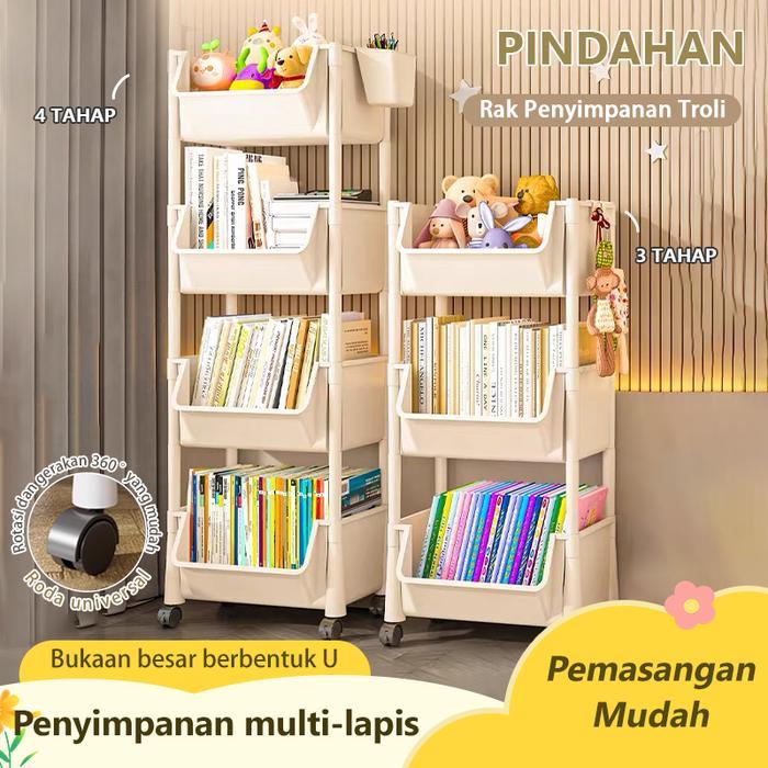 [Cod] Rak Dorong Plastik Rak/ Dapurserbaguna Rak /Penyimpanan Buku Rak / Degan Roda Rak