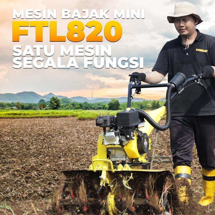 Firman FTL820 + FGE220HDR | Cultivator Traktor Mini 7,5HP | Ladang Kering | Sawah Dangkal | Saluran 