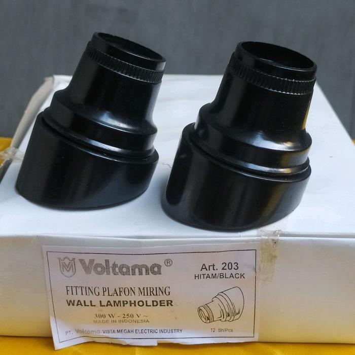 Fitting lampu plafon miring E27 Hitam Voltama 12 pcs