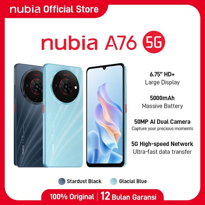 TERLARIS nubia A76 5G NFC ROM 128GB RAM 16GB Smartphone Kamera AI 50MP Layar 6.75" 90Hz Baterai