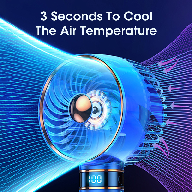 5000mah Usb Handheld Fan Mini Portable Student Small Fan Digital Display Holdheld Fan Rechargeable D