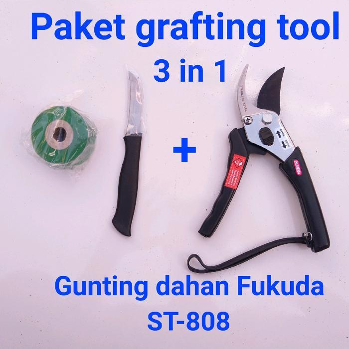 3 IN 1 PAKET GRAFTING TOOL GUNTING DAHAN FUKUDA , PISA STEK DAN GRAFTING TAPE PERALATAN BERKEBUN