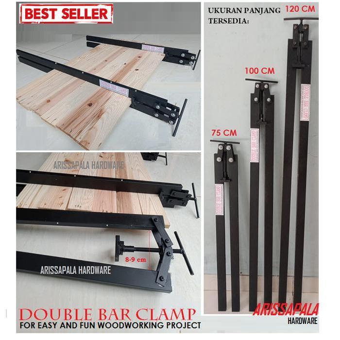 Alat Press Catok Klem Sambungan Papan Kayu Double Bar Clamp T Bar - 75 cm