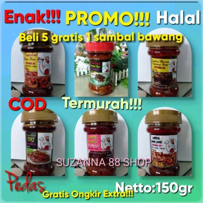 Sambal Suzanna 88: Baby Cumi ,Tongkol, Cakalang, Teri, Teri Medan, Bawang, Roa