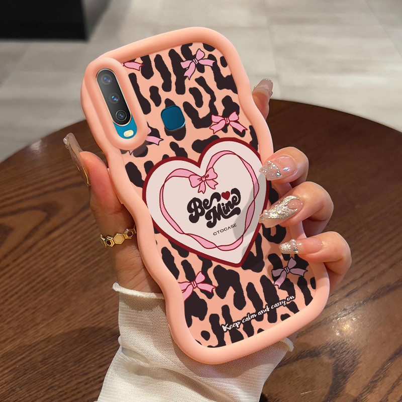 Casing HP Untuk VIVO Y12 Y12i Y15 Y17 Y3 Y3s 2020 Case Leopard print heart Kasing Silikon Cesing bin