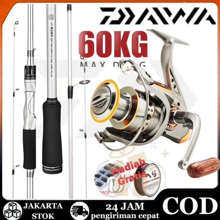 DAIWA Joran Pancing Set Kombo Reel Spinning Rod Joran Pancing 1 Set Reel Spinning BC Surf Reel