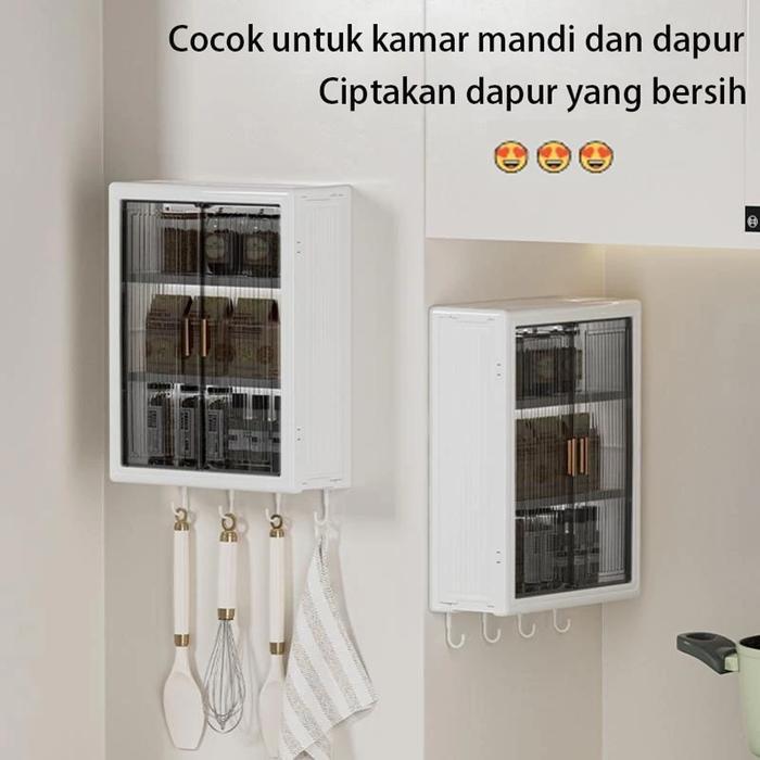 Rak Dinding Tempel Rak Kamar Mandi Tempel Rak Bumbu Dapur Dinding Plastik Dapur Lemari Dinding Anti