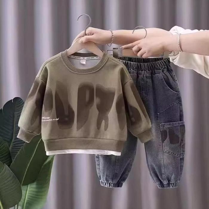 Love Kids/Setelan Anak Laki-Laki Trend Kekinian/Setelan Anak Cowok Mitif Mewah Dan Kece
