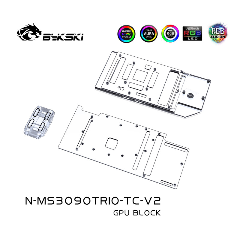 Bykski GPU Block with Active Waterway Backplane Cooler for MSI RTX 3090 3080Ti 3080 Gaming X Trio /