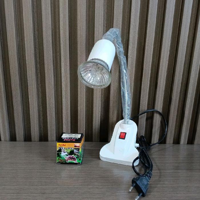 Lampu Reptil Penghangat Kandang Kura Kura Iguana Uvb Uva 25 Watt Satu Set Terlaris