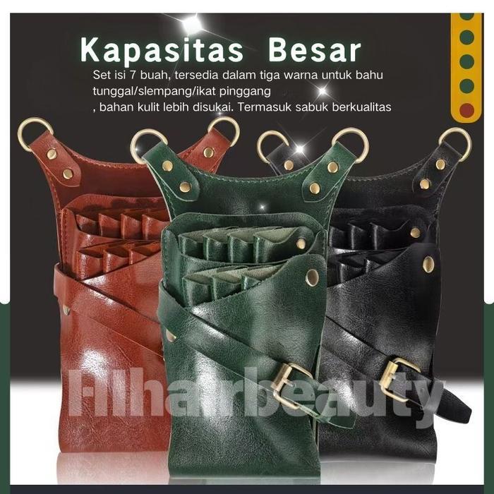 HIB-0235 NEW Dompet Gunting Tas Pinggang Gunting Rambut Paket Gunting Tas Gunting Kulit Asli Ikat