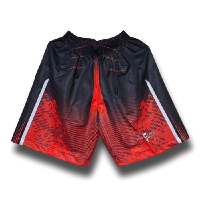 Arei - Celana Volly Kolor Voli Full Printing Terlaris Low Waist Hitam Putih Bunga Santai A-Line