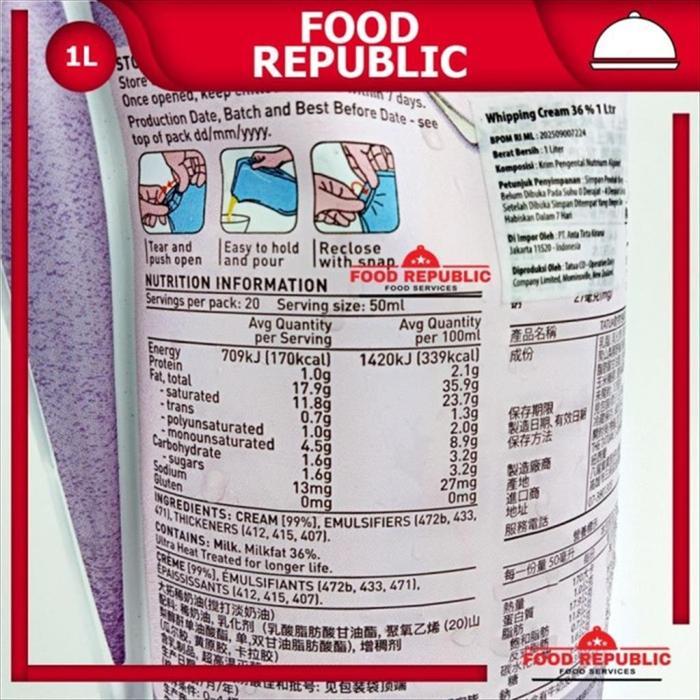 NEW PRODUCT TATUA WHIPPING CREAM 1 LTR IMPORT NEW ZEALAND KUALITAS PREMIUM