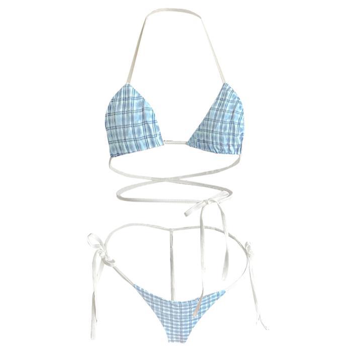 Diskon Lingerie Wanita Set Transparan Motif Tali Bra G String Bikin Malan B022 Tidur BH New