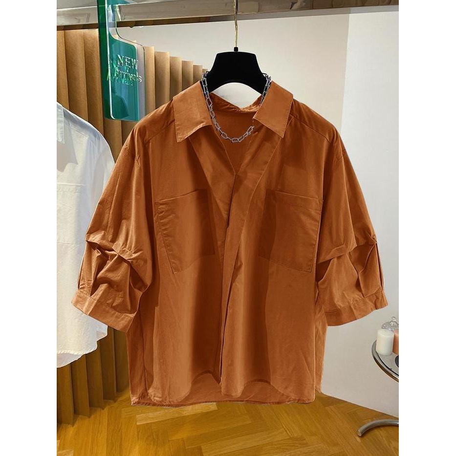 Cod-Cotton V-Neck Twist Blouse Wanita Katun Premium Blus Wanita Terlaris