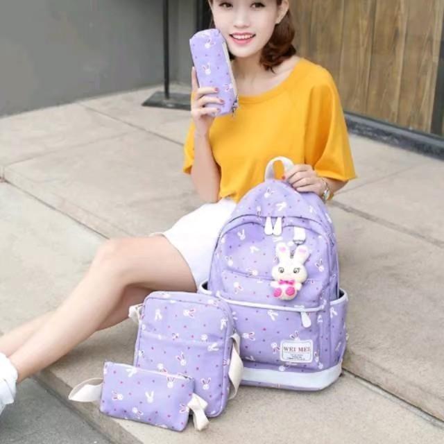 Jtb - Tas Sekolah Anak Perempuan Bunny Lucu Ransel Anak Murah Motif Playboy Imut Free Gantungan