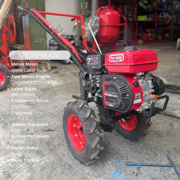 Traktor Mini Quick Cakar Baja Lengkap Mesin - Cakar Baja + ProQuip RX220