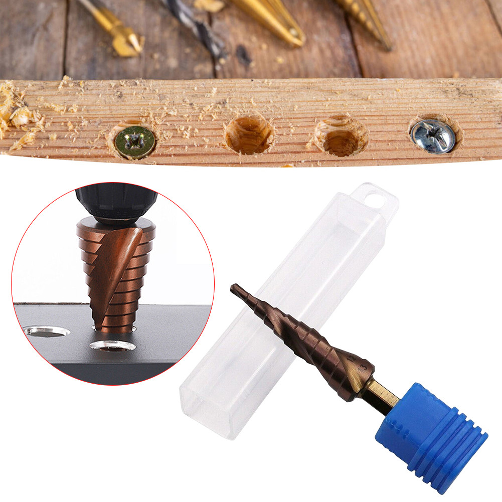 M35 HSS-Co Cobalt Step Drill Bit 3-13mm Hex Shank Woodworking Bit Double-Edged Spiral Groove Ladder 