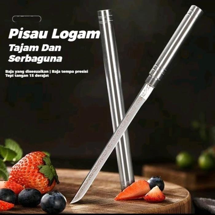 PISAU DAPUR MOTIF TONGKAT BAJA TAHAN KARAT SUPER TAJAM STAINLESS PORTABLE FRUIT KNIFE KITCHENWARE