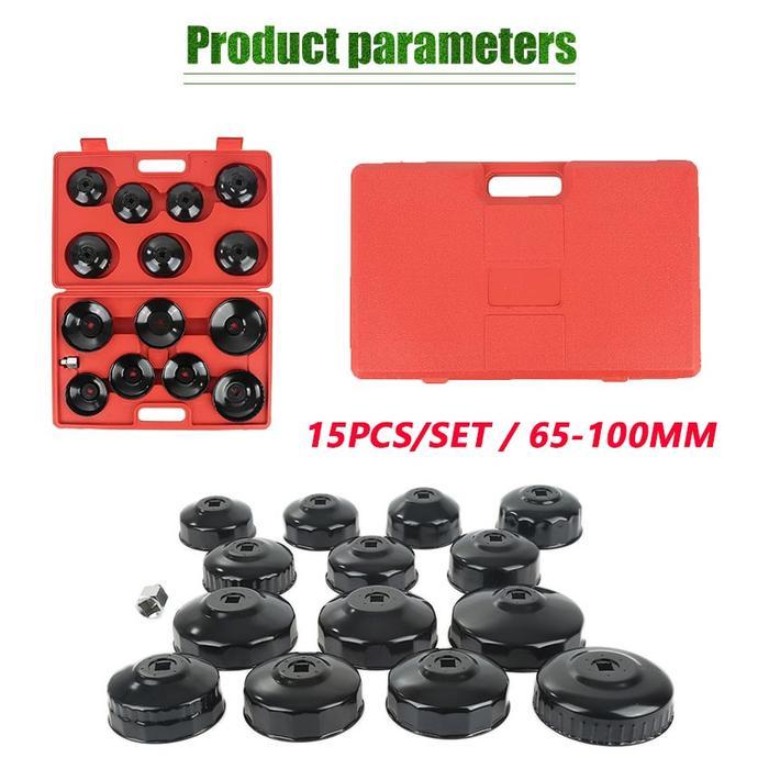 Kunci Filter Oli Mobil Set Lengkap 15 PCS Kunci Filter Oil Filter Wrench Pembuka Filter Oli Mobil