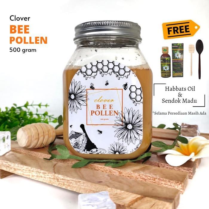 Madu Honey Kental Herbal Clover Bee Pollen Premium Grade A 500 gr Botol Plastik