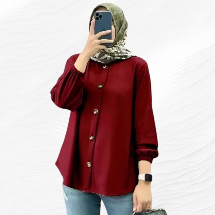 Kemeja Jumbo Ld120&105 Atasan Wanita Hijab Karina Blouse Kekinian Blus Tshirt Muslimah Bahan