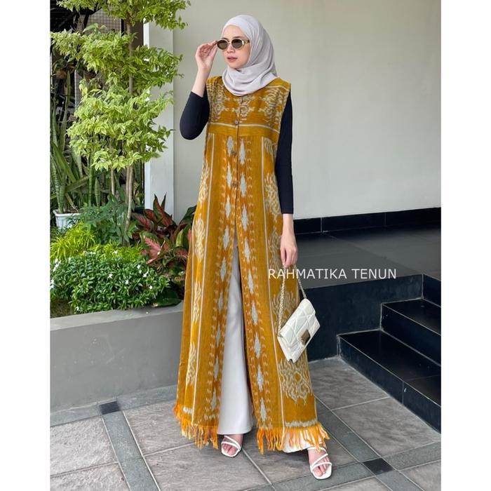 Outer Rara Series Long Outer Tanpa Lengan - Cardigan Wanita Tanpa Lengan - Outer Kancing Depan Aktif