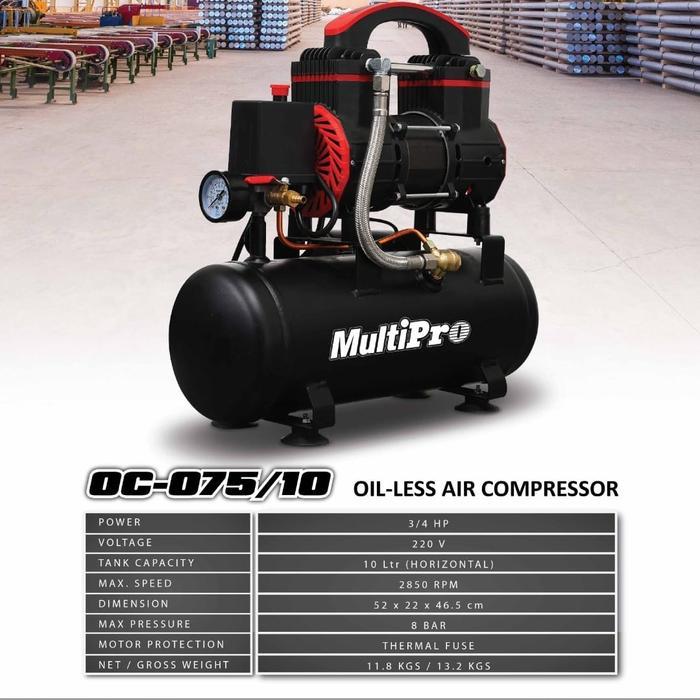 KOMPRESOR MULTIPRO OC-075/10 OIL-LESS AIR COMPRESSOR OC-075/10 SILENT