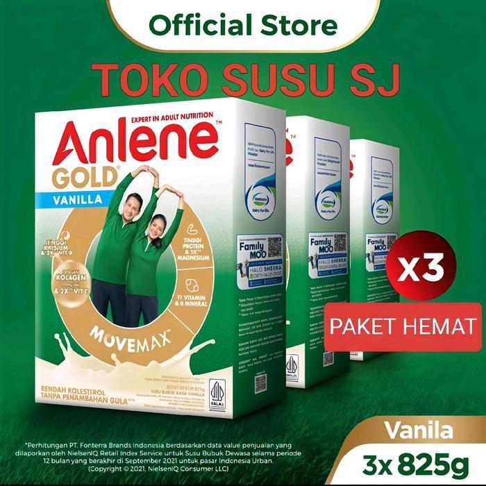 Ready Anlene Gold 5X Plus 825 Gram Vanila Original Cokelat/Plain/825Gr/Dulu 900/850