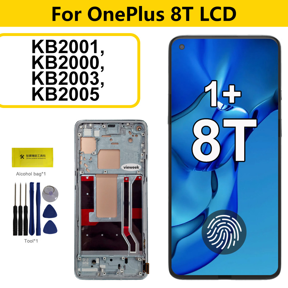 Amoled Display for OnePlus 8T LCD KB2001 KB2000 KB2003 For OnePlus 1+8T LCD Touch Screen Repair