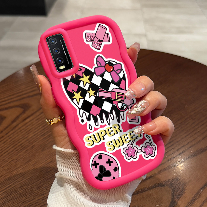 Casing HP Untuk VIVO Y20 Y20i Y20s Y12s Y12a Y20T Y11s Y30G Case Wave - Motif Kotak-Kotak Beruang Ka