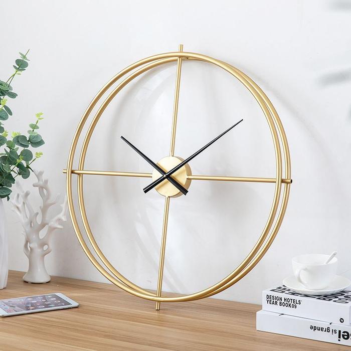 Jam Dinding Bulat Besar Metal Round Clock Jam Dinding Aesthetic Gold Pajangan 51 cm Bahan Logam