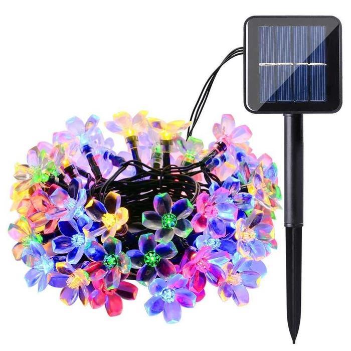 Lampu Dekorasi Taman Bentuk Bunga 50 LED 7M Dengan Solar Panel