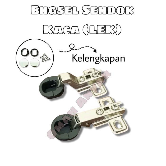 1 PASANG Engsel Sendok Lemari Etalase Bulat Kaca Key Hole Lenaga LEK 26mm