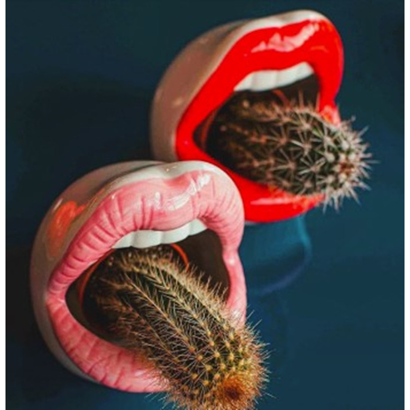 Cute Cartoon Cigar Ashtray Lips Ceramic Ashtray Creative Flower Pot Trendy Mouth Fashion Home Mini S