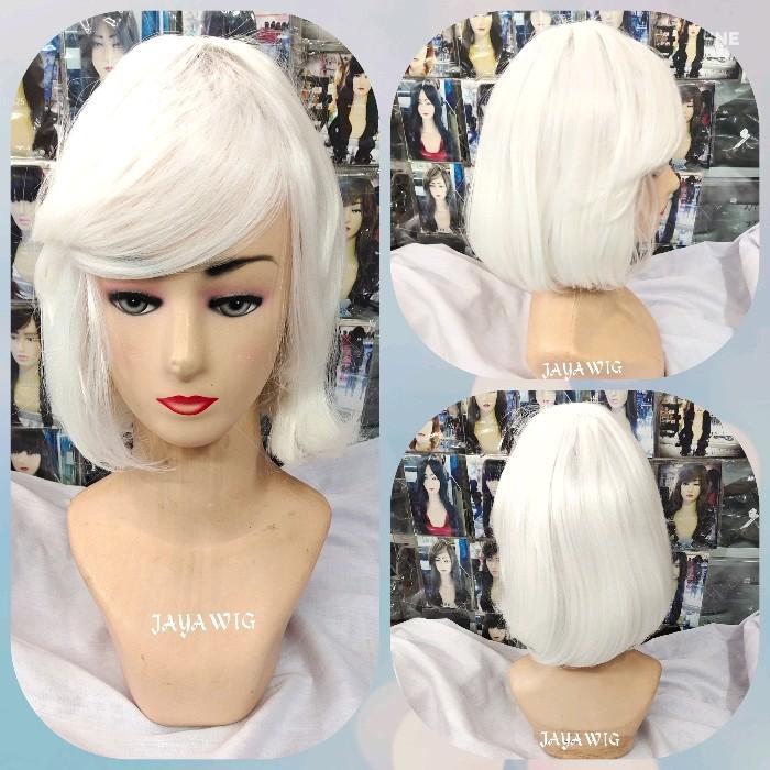 Sale Wig Bob Pendek Sedagu Warna Putih